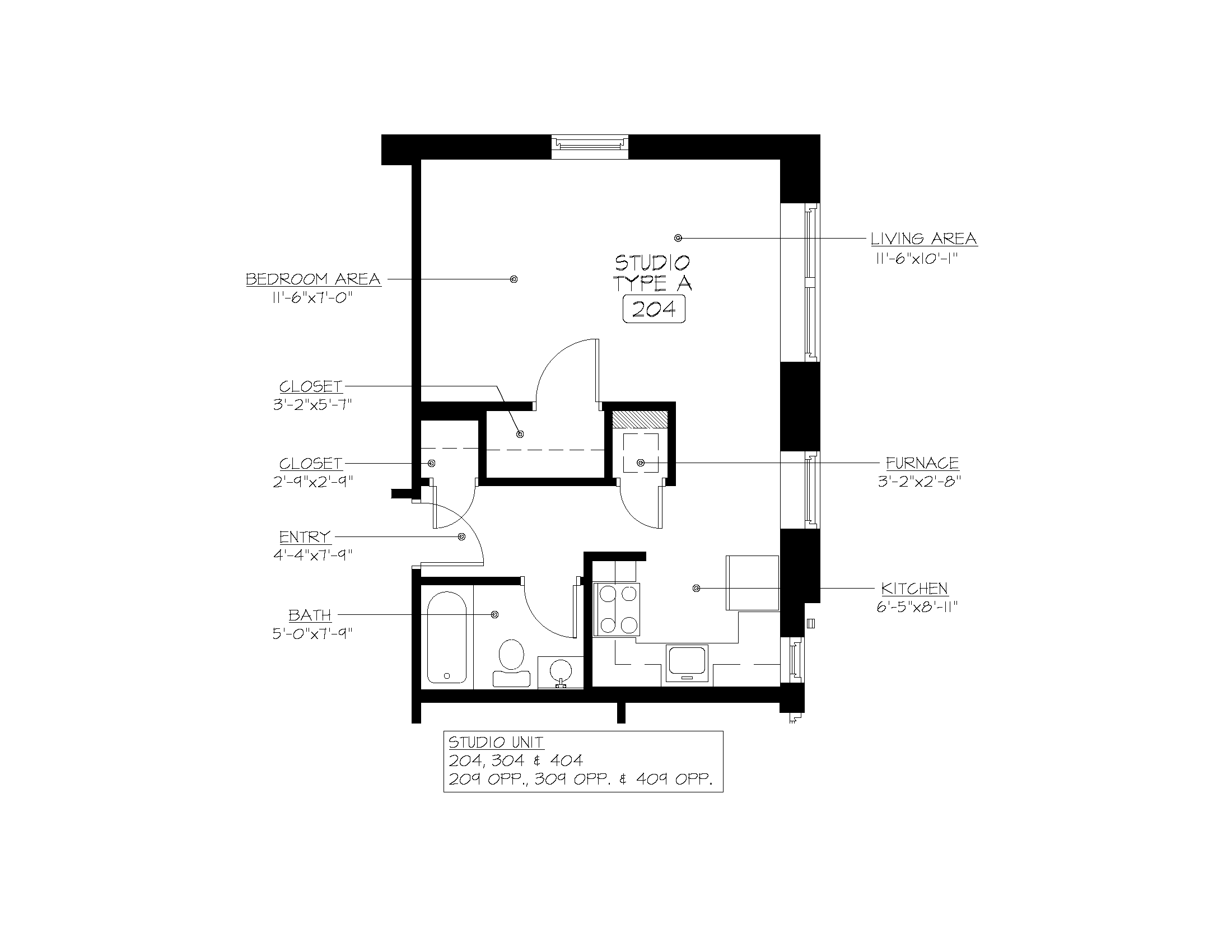 Floor plan for 1 bed, 1 bath, 646 sqft
